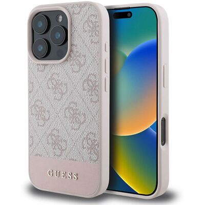 Guess Roze iPhone 16 Pro 4G Bottom Stripe Hardcase Guess Roze iPhone 16 Pro 4G Bottom Stripe Hardcase