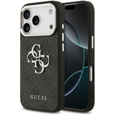 Guess 4G Metal Logo Backcover voor de Apple iPhone 17 Pro - Silver Edge - Black Guess 4G Metal Logo Backcover voor de Apple iPhone 17 Pro - Silver Edge - Black