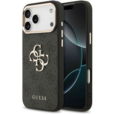 Guess 4G Metal Logo Backcover voor de Apple iPhone 17 Pro Max - Gold Edge - Black Guess 4G Metal Logo Backcover voor de Apple iPhone 17 Pro Max - Gold Edge - Black