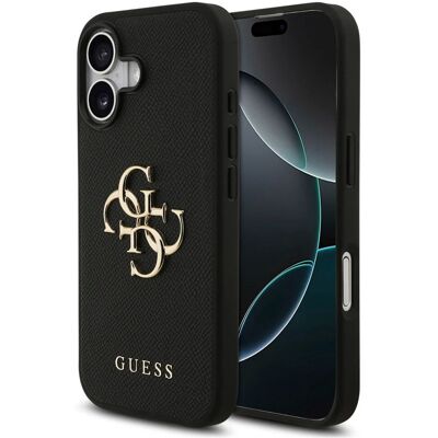 Guess Big 4G Logo Backcover Grained voor de Apple iPhone 17 - Zwart Guess Big 4G Logo Backcover Grained voor de Apple iPhone 17 - Zwart