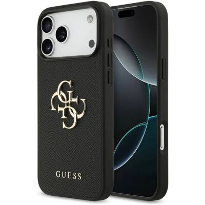 Guess Big 4G Logo Backcover Grained voor de Apple iPhone 17 Pro Max - Zwart Guess Big 4G Logo Backcover Grained voor de Apple iPhone 17 Pro Max - Zwart
