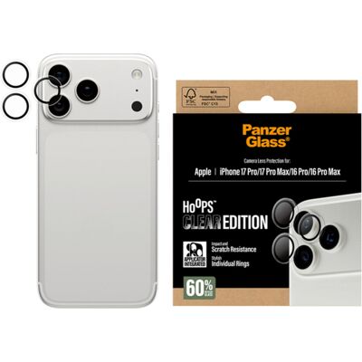 PanzerGlass Camera Protector Hoops Optic Rings voor de Apple iPhone 17 Pro / 17 Pro Max - Transparant PanzerGlass Camera Protector Hoops Optic Rings voor de Apple iPhone 17 Pro / 17 Pro Max - Transparant
