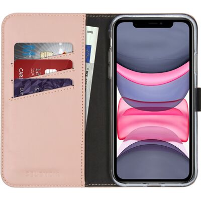 Selencia Echt Leren Bookcase voor de Apple iPhone 11 - Dusty Pink Selencia Echt Leren Bookcase voor de Apple iPhone 11 - Dusty Pink