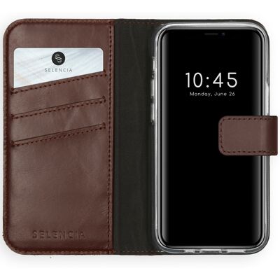 Selencia Echt Leren Bookcase voor de Apple iPhone 12 Mini - Bruin Selencia Echt Leren Bookcase voor de Apple iPhone 12 Mini - Bruin