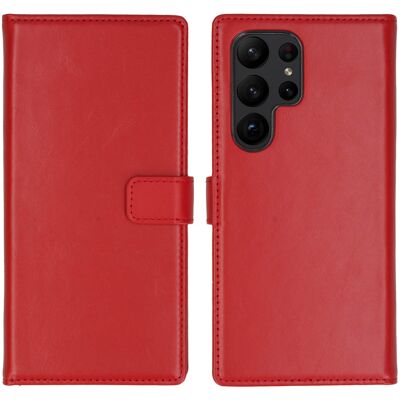 Selencia Echt Leren Bookcase voor de Samsung Galaxy S23 Ultra - Rood Selencia Echt Leren Bookcase voor de Samsung Galaxy S23 Ultra - Rood