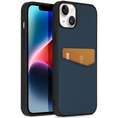 Accezz Premium Leather Card Slot Backcover voor de Apple iPhone 14 Plus - Donkerblauw Accezz Premium Leather Card Slot Backcover voor de Apple iPhone 14 Plus - Donkerblauw
