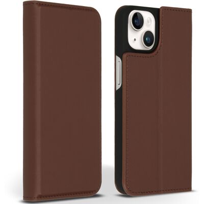 Accezz Premium Leather Slim Bookcase voor de Apple iPhone 14 - Bruin Accezz Premium Leather Slim Bookcase voor de Apple iPhone 14 - Bruin