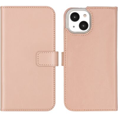 Selencia Echt Leren Bookcase voor de Apple iPhone 14 - Dusty Pink Selencia Echt Leren Bookcase voor de Apple iPhone 14 - Dusty Pink