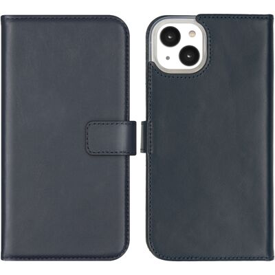 Selencia Echt Leren Bookcase voor de Apple iPhone 14 Plus - Blauw Selencia Echt Leren Bookcase voor de Apple iPhone 14 Plus - Blauw