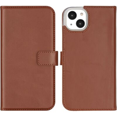 Selencia Echt Leren Bookcase voor de Apple iPhone 14 Plus - Lichtbruin Selencia Echt Leren Bookcase voor de Apple iPhone 14 Plus - Lichtbruin