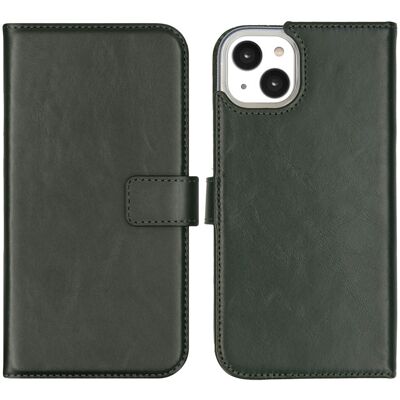 Selencia Echt Leren Bookcase voor de Apple iPhone 14 Plus - Groen Selencia Echt Leren Bookcase voor de Apple iPhone 14 Plus - Groen