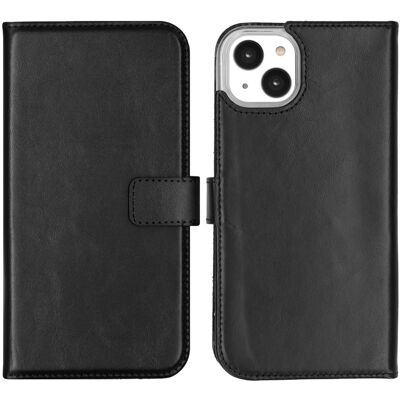 Selencia Echt Leren Bookcase voor de Apple iPhone 14 Plus - Zwart Selencia Echt Leren Bookcase voor de Apple iPhone 14 Plus - Zwart
