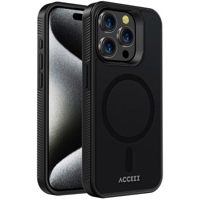 Accezz Rugged Frosted MagSafe Backcover voor de Apple iPhone 15 Pro Max - Zwart Accezz Rugged Frosted MagSafe Backcover voor de Apple iPhone 15 Pro Max - Zwart