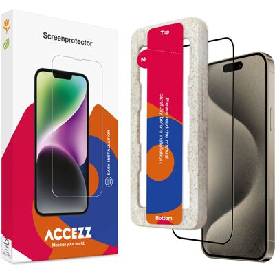 Accezz Gehard Glas Full Cover Screenprotector met applicator voor de Apple iPhone 15 Pro Accezz Gehard Glas Full Cover Screenprotector met applicator voor de Apple iPhone 15 Pro