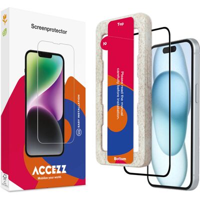 Accezz Gehard Glas Full Cover Screenprotector met applicator voor de Apple iPhone 15 Plus Accezz Gehard Glas Full Cover Screenprotector met applicator voor de Apple iPhone 15 Plus