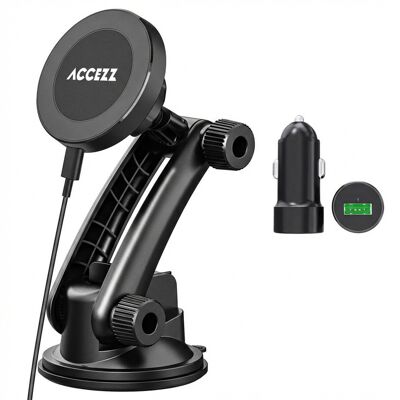 Accezz Telefoonhouder auto met MagSafe - Draadloze oplader - Dashboard en voorruit - Zwart Accezz Telefoonhouder auto met MagSafe - Draadloze oplader - Dashboard en voorruit - Zwart