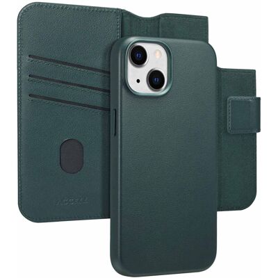 Accezz Leather Bookcase 2-in-1 met MagSafe voor de Apple iPhone 14 - Cedar Green Accezz Leather Bookcase 2-in-1 met MagSafe voor de Apple iPhone 14 - Cedar Green
