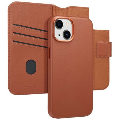 Accezz Leather Bookcase 2-in-1 met MagSafe voor de Apple iPhone 14 - Sienna Brown Accezz Leather Bookcase 2-in-1 met MagSafe voor de Apple iPhone 14 - Sienna Brown
