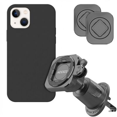 Accezz EasyLock telefoonhouder auto - inclusief hoesje voor de Apple iPhone 14 - Ventilatierooster - 360 graden draaibaar - Zwart Accezz EasyLock telefoonhouder auto - inclusief hoesje voor de Apple iPhone 14 - Ventilatierooster - 360 graden draaibaar - Zwart