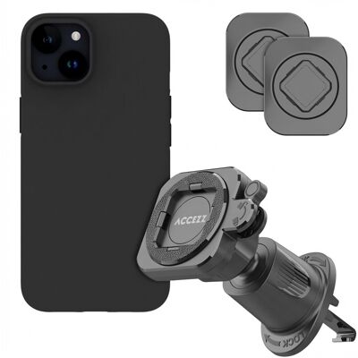 Accezz EasyLock telefoonhouder auto - inclusief hoesje voor de Apple iPhone 15 - Ventilatierooster - 360 graden draaibaar - Zwart stickers + Color Backcover voor de Apple iPhone 15 Accezz EasyLock telefoonhouder auto - inclusief hoesje voor de Apple iPhone 15 - Ventilatierooster - 360 graden draaibaar - Zwart stickers + Color Backcover voor de Apple iPhone 15