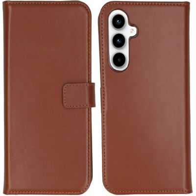 Selencia Echt Leren Bookcase voor de Samsung Galaxy A55 - Lichtbruin Selencia Echt Leren Bookcase voor de Samsung Galaxy A55 - Lichtbruin