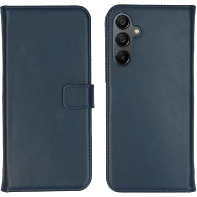 Selencia Echt Leren Bookcase voor de Samsung Galaxy A15 (5G/4G) - Donkerblauw Selencia Echt Leren Bookcase voor de Samsung Galaxy A15 (5G/4G) - Donkerblauw