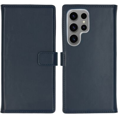 Selencia Echt Leren Bookcase voor de Samsung Galaxy S24 Ultra - Donkerblauw Selencia Echt Leren Bookcase voor de Samsung Galaxy S24 Ultra - Donkerblauw