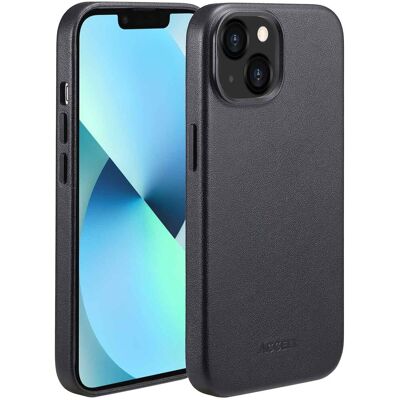 Accezz MagSafe Leather Backcover voor de Apple iPhone 13 - Onyx Black Accezz MagSafe Leather Backcover voor de Apple iPhone 13 - Onyx Black
