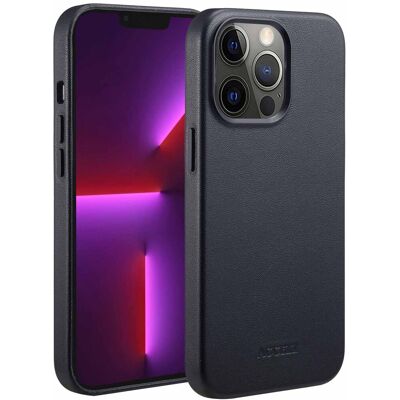 Accezz MagSafe Leather Backcover voor de Apple iPhone 13 Pro - Onyx Black Accezz MagSafe Leather Backcover voor de Apple iPhone 13 Pro - Onyx Black