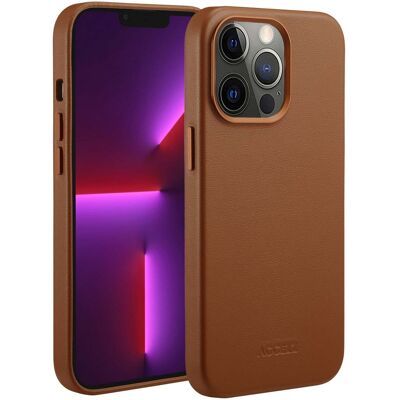 Accezz MagSafe Leather Backcover voor de Apple iPhone 13 Pro - Sienna Brown Accezz MagSafe Leather Backcover voor de Apple iPhone 13 Pro - Sienna Brown