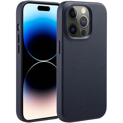 Accezz MagSafe Leather Backcover voor de Apple iPhone 14 Pro - Onyx Black Accezz MagSafe Leather Backcover voor de Apple iPhone 14 Pro - Onyx Black