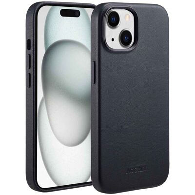 Accezz MagSafe Leather Backcover voor de Apple iPhone 15 - Onyx Black Accezz MagSafe Leather Backcover voor de Apple iPhone 15 - Onyx Black