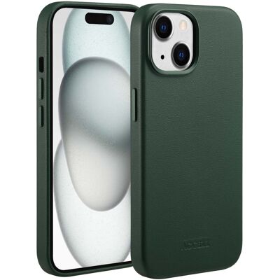 Accezz MagSafe Leather Backcover voor de Apple iPhone 15 - Cedar Green Accezz MagSafe Leather Backcover voor de Apple iPhone 15 - Cedar Green