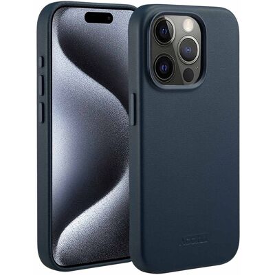 Accezz MagSafe Leather Backcover voor de Apple iPhone 15 Pro - Nightfall Blue Accezz MagSafe Leather Backcover voor de Apple iPhone 15 Pro - Nightfall Blue