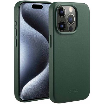 Accezz MagSafe Leather Backcover voor de Apple iPhone 15 Pro - Cedar Green Accezz MagSafe Leather Backcover voor de Apple iPhone 15 Pro - Cedar Green