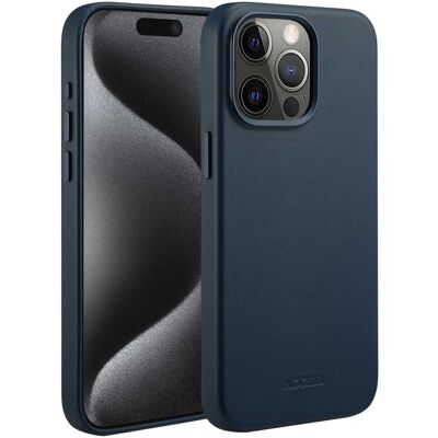 Accezz MagSafe Leather Backcover voor de Apple iPhone 15 Pro Max - Nightfall Blue Accezz MagSafe Leather Backcover voor de Apple iPhone 15 Pro Max - Nightfall Blue
