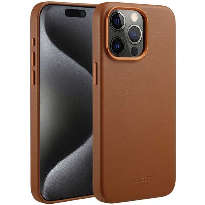 Accezz MagSafe Leather Backcover voor de Apple iPhone 15 Pro Max - Sienna Brown Accezz MagSafe Leather Backcover voor de Apple iPhone 15 Pro Max - Sienna Brown