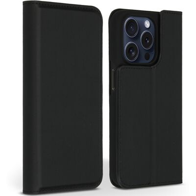 Accezz Premium Leather Slim Bookcase voor de Apple iPhone 15 Pro - Zwart Accezz Premium Leather Slim Bookcase voor de Apple iPhone 15 Pro - Zwart