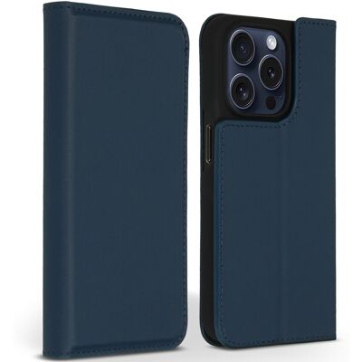Accezz Premium Leather Slim Bookcase voor de Apple iPhone 15 Pro - Donkerblauw Accezz Premium Leather Slim Bookcase voor de Apple iPhone 15 Pro - Donkerblauw