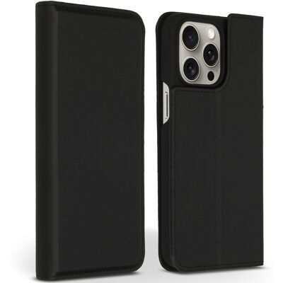 Accezz Premium Leather Slim Bookcase voor de Apple iPhone 15 Pro Max - Zwart Accezz Premium Leather Slim Bookcase voor de Apple iPhone 15 Pro Max - Zwart