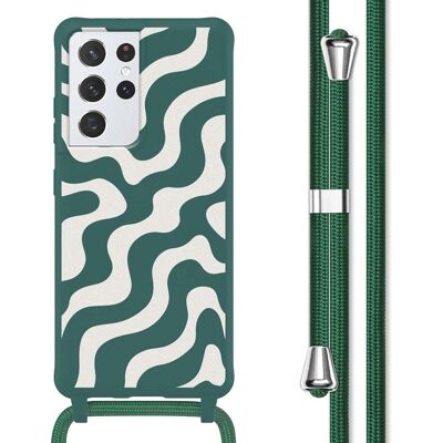 imoshion Siliconen design hoesje met koord voor de Samsung Galaxy S21 Ultra - Petrol Green Groovy imoshion Siliconen design hoesje met koord voor de Samsung Galaxy S21 Ultra - Petrol Green Groovy