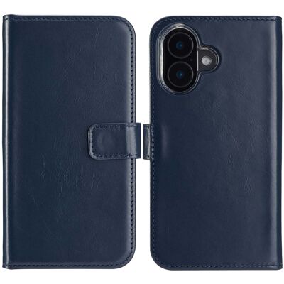 Selencia Echt Leren Bookcase voor de Apple iPhone 16 - Blauw Selencia Echt Leren Bookcase voor de Apple iPhone 16 - Blauw