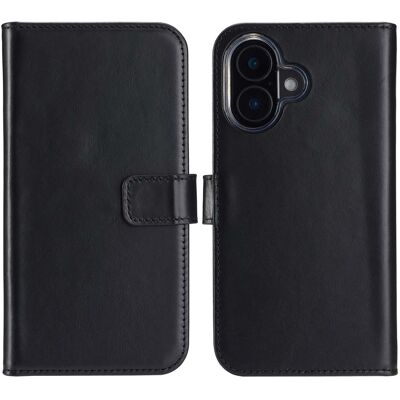 Selencia Echt Leren Bookcase voor de Apple iPhone 16 Plus - Zwart Selencia Echt Leren Bookcase voor de Apple iPhone 16 Plus - Zwart
