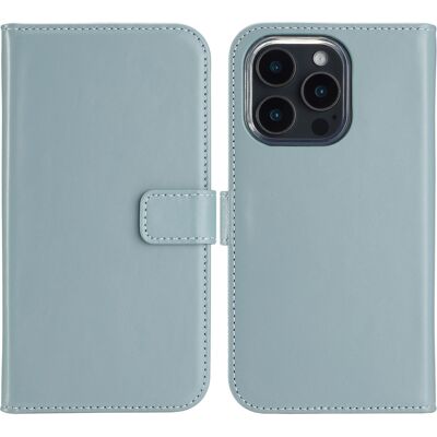 Selencia Echt Leren Bookcase voor de Apple iPhone 16 Pro - Air Blue Selencia Echt Leren Bookcase voor de Apple iPhone 16 Pro - Air Blue