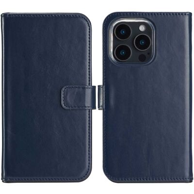 Selencia Echt Leren Bookcase voor de Apple iPhone 16 Pro Max - Blauw Selencia Echt Leren Bookcase voor de Apple iPhone 16 Pro Max - Blauw
