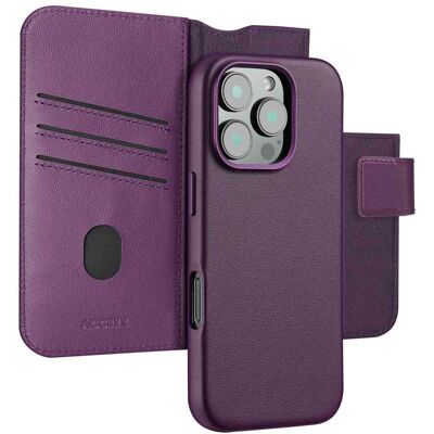 Accezz Leather Bookcase 2-in-1 met MagSafe voor de Apple iPhone 16 Pro - Heath Purple Accezz Leather Bookcase 2-in-1 met MagSafe voor de Apple iPhone 16 Pro - Heath Purple