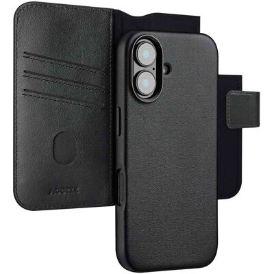 Accezz Leather Bookcase 2-in-1 met MagSafe voor de Apple iPhone 16 - Onyx Black Accezz Leather Bookcase 2-in-1 met MagSafe voor de Apple iPhone 16 - Onyx Black