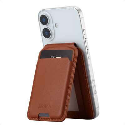 Accezz Leren Wallet met standaard - Geschikt voor MagSafe en Qi2 - Sienna Brown Accezz Leren Wallet met standaard - Geschikt voor MagSafe en Qi2 - Sienna Brown