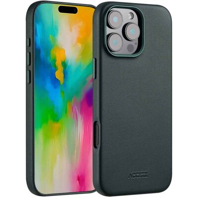 Accezz MagSafe Leather Backcover voor de Apple iPhone 16 Pro Max - Cedar Green Accezz MagSafe Leather Backcover voor de Apple iPhone 16 Pro Max - Cedar Green