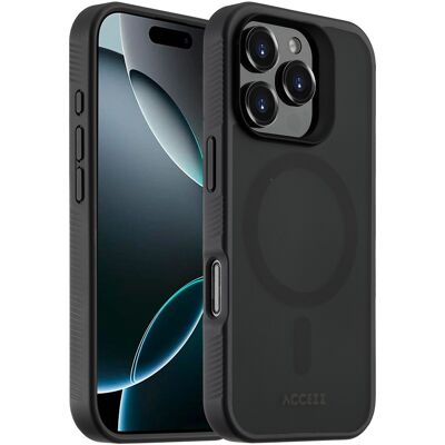 Accezz Rugged Frosted MagSafe Backcover voor de Apple iPhone 16 Pro - Zwart Accezz Rugged Frosted MagSafe Backcover voor de Apple iPhone 16 Pro - Zwart